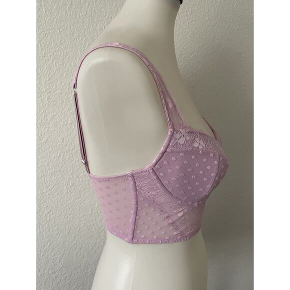 Victoria's Secret Bra Bustier Plunge Lace Polka Dot Lingerie - Picture 8 of 14